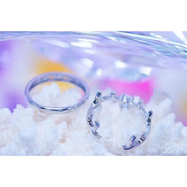 鹿の角 シカ クリアジルコニア ペア リング (石付き/石無し