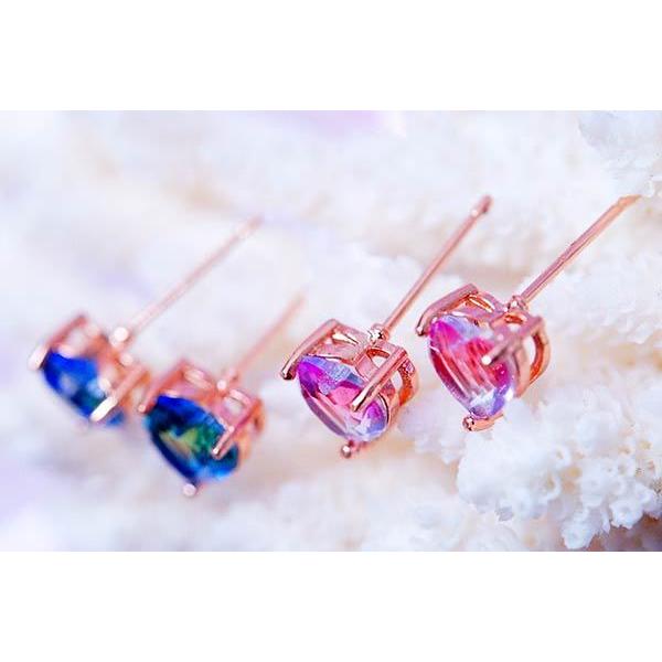 ハート レインボー 虹色 レディース ピンクゴールド ジュエリー ピアス