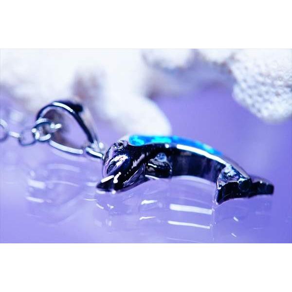 ドルフィンモチーフ イルカ・カールラインシルエット ブルーオパール  