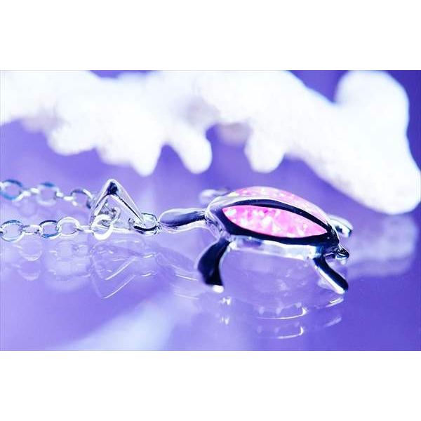 ハワイアンジュエリー ホヌ(海がめ) ピンクオパール装飾 甲羅シングル