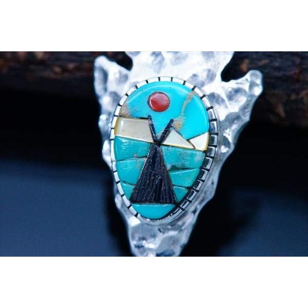 た*こ様 インディアンジュエリー　クロスアロー×コーラル Indian Jewelry インディアンジュエリー ズニ族 鏃 アローヘッド