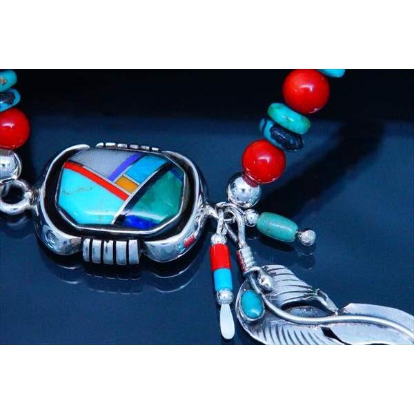 Indian Jewelry インディアンジュエリー フェザー 羽 ズニ族 天然石