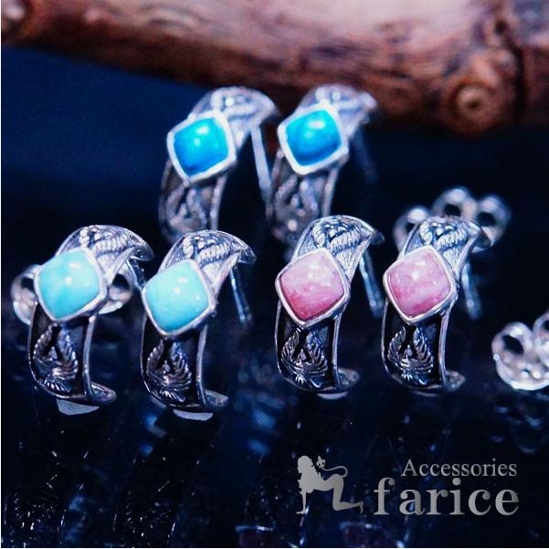 Indian Jewelry インディアンジュエリー ピアス イーグル 鷲 天然石