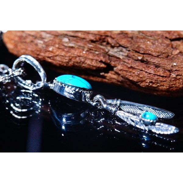 ヴィンテージ ターコイズ ブローチ 925 K18 インディアンジュエリー Indian Jewelry カボションカットターコイズ装飾 ドロップ2フェザー(羽