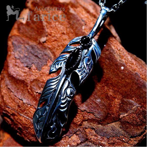 Indian Jewelry フェザー(羽)モチーフ 2カットオニキス装飾 アラベスク 