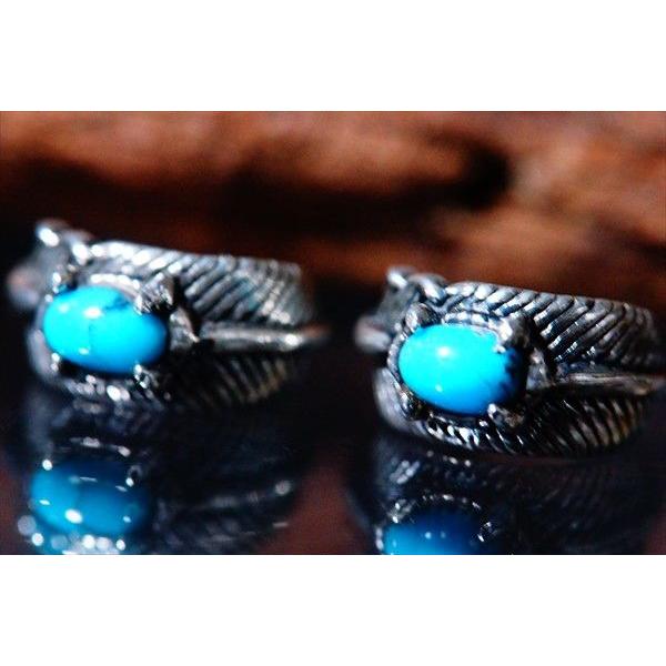 Indian Jewelry オーバルカボションカット ターコイズ フェザー(羽 