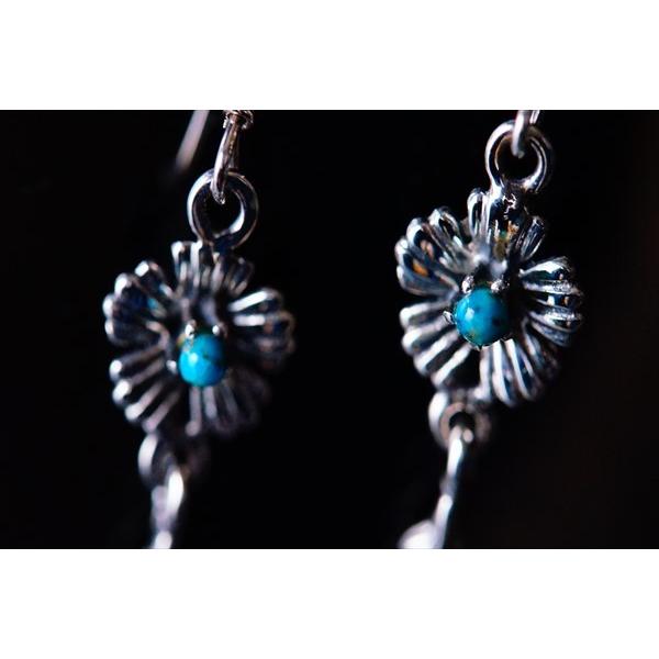 Indian Jewelry 天然石 ターコイズ装飾 フラワー(花)&フェザー(羽