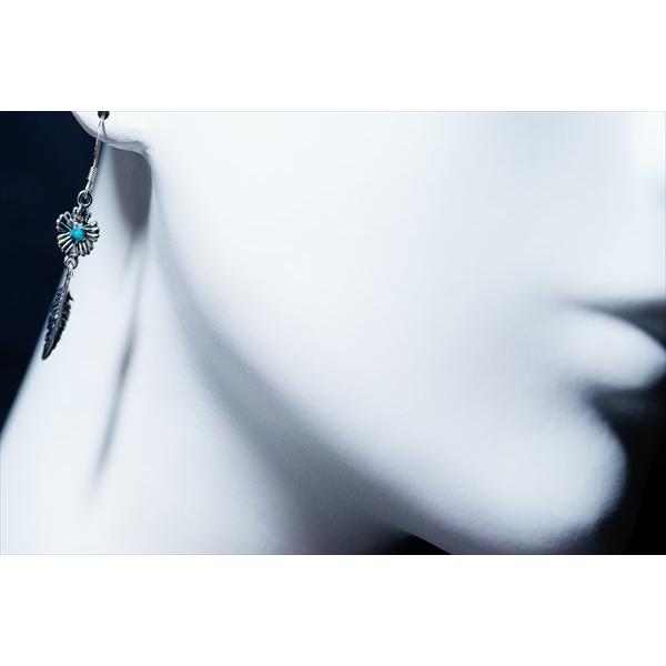 Indian Jewelry 天然石 ターコイズ装飾 フラワー(花)&フェザー(羽