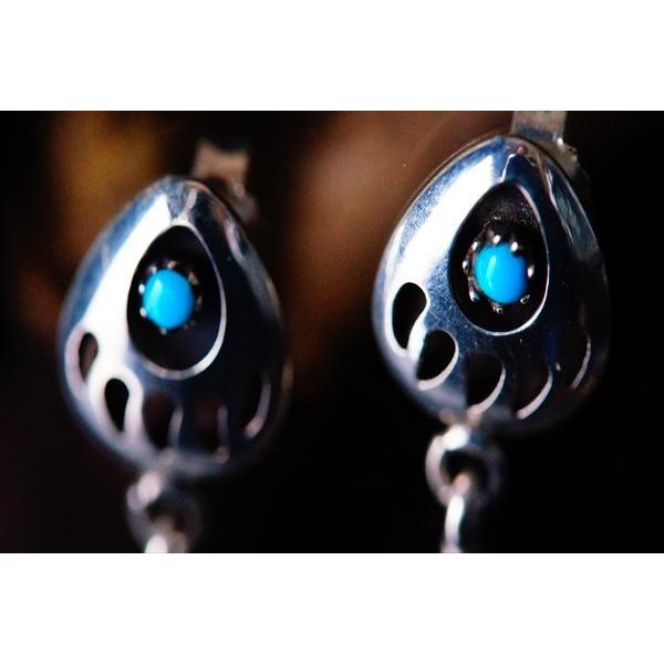 Indian Jewelry 天然石 ターコイズ装飾 ベアパウ(熊の手)&フェザー(羽