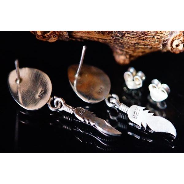Indian Jewelry 天然石 ターコイズ装飾 ベアパウ(熊の手)&フェザー(羽 