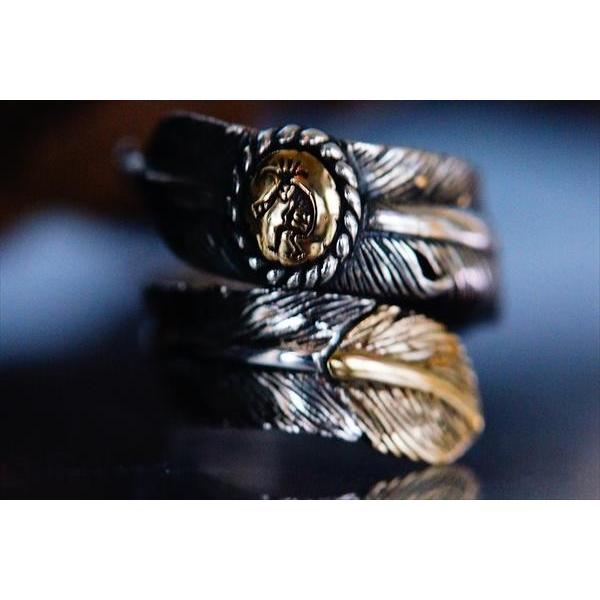 Indian Jewelry フェザー(羽)ラウンド2カラー ココペリ(精霊)プレート 