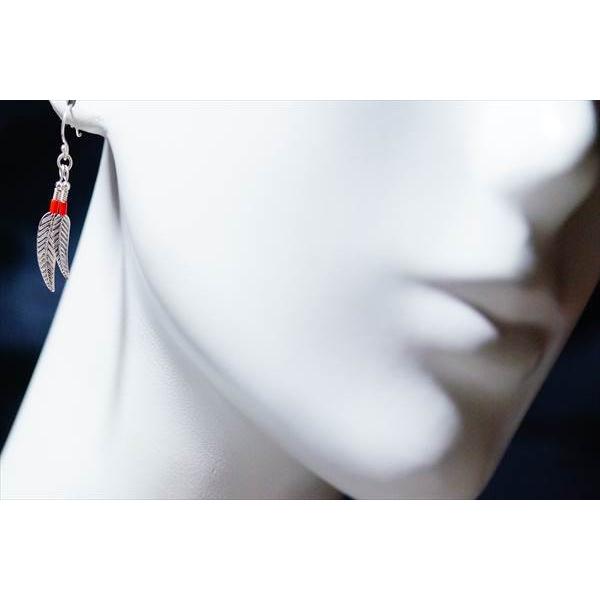 Indian Jewelry 2フェザー(羽)ドロップデザイン コーラルレッドカラー