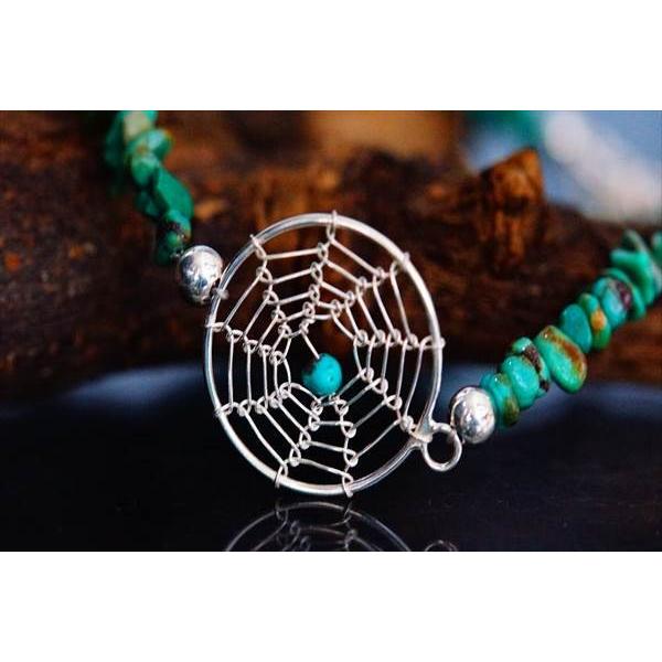 Indian Jewelry 天然石 グリーンターコイズ ドリームキャッチャー 緑