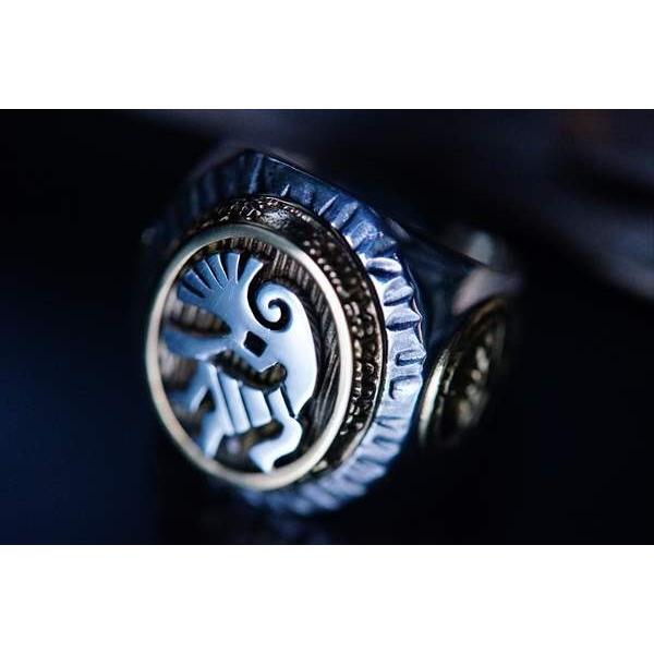 Indian Jewelry ココペリ(精霊)立体装飾 サンフェイス(太陽神)彫り