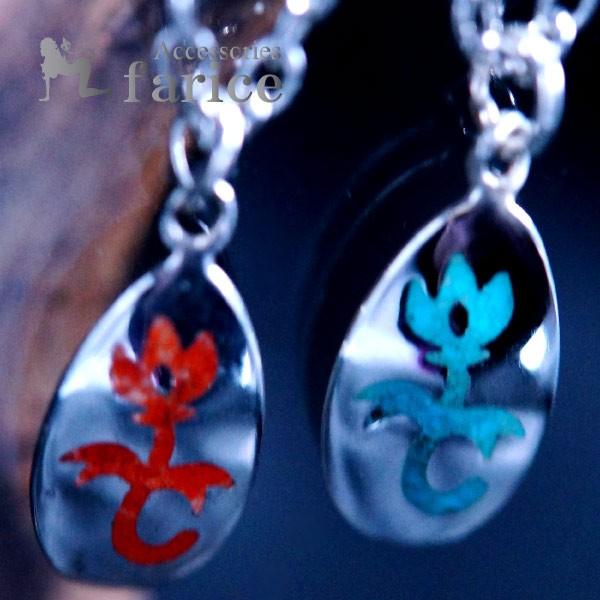 Indian Jewelry チューリップ(花)彫り ターコイズorレッドコーラル