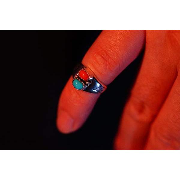 ヴィンテージネックレス ブレスレット 赤珊瑚 立体シルバー925チェーン 67