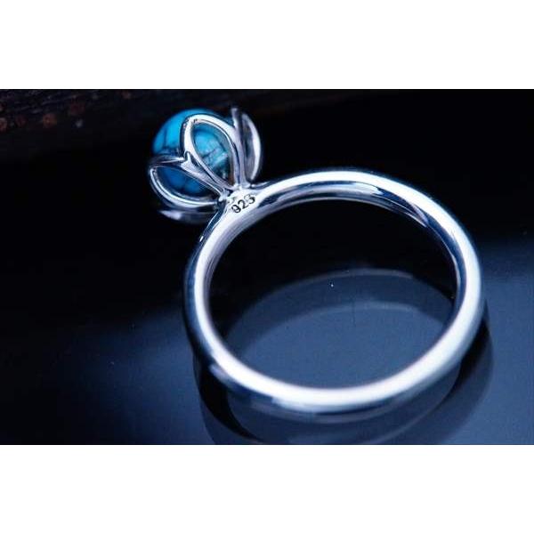 Indian Jewelry ターコイズ・フラワーデザイン 花型石留め立体 Indian Jewelry ターコイズ・フラワーデザイン 花型石留め立体