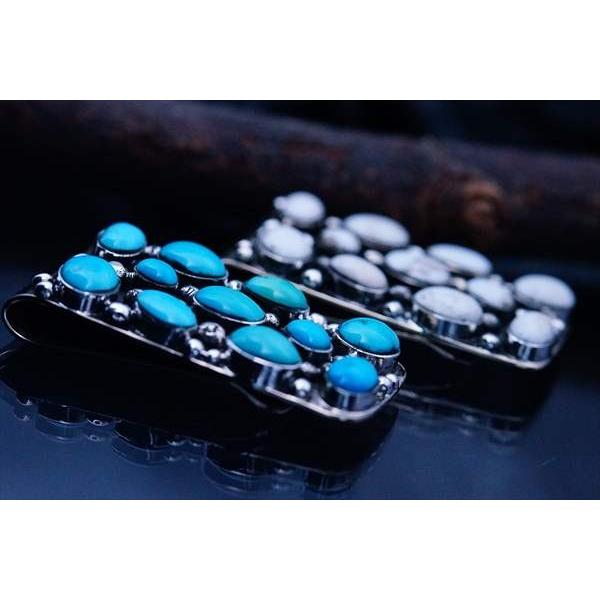 ターコイズorハウライト」&銀の玉飾り インディアンジュエリー