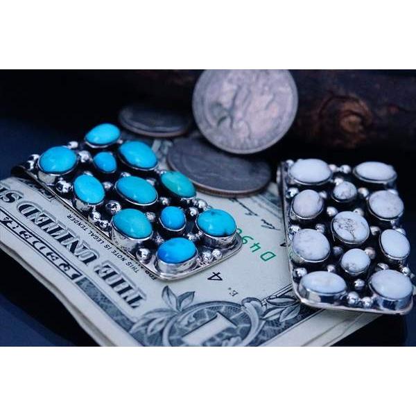 ターコイズorハウライト」&銀の玉飾り インディアンジュエリー
