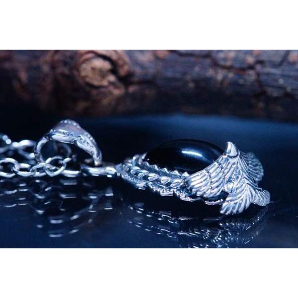 Indian Jewelry 天然石 オニキス&イーグル(鷲)立体装飾 縄目縁取り
