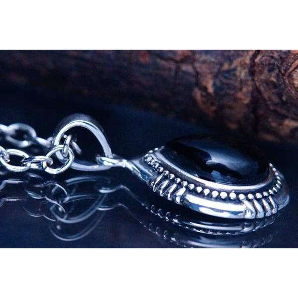 Indian Jewelry 天然石 オニキス装飾 縁取り銀の玉飾りドロップ Indian Jewelry 天然石 オニキス装飾 縁取り銀の玉飾りドロップ