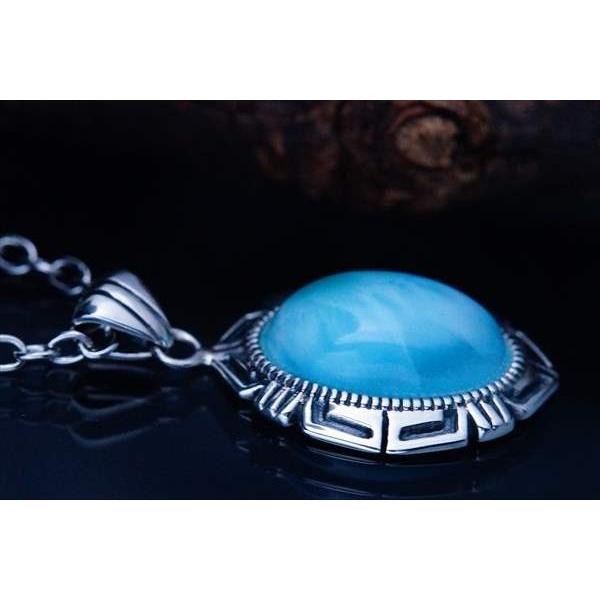 天然石 ラリマー装飾 ネイティブアメリカン飾り彫りデザイン メンズ&レディース インディアンジュエリー シルバー925 ペンダント ネックレス | Indian Jewelry | 02