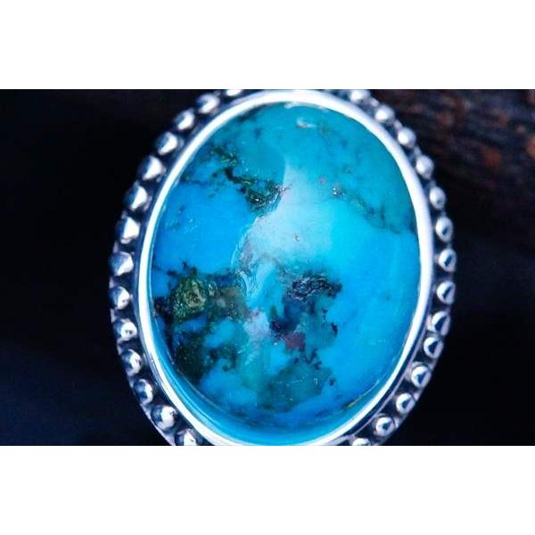 Indian Jewelry 天然石 ターコイズ装飾 縁取り銀の玉飾り Indian Jewelry 天然石 ターコイズ装飾 縁取り銀の玉飾り