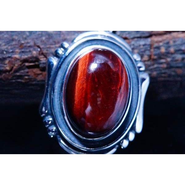 Indian Jewelry 天然石 レッドタイガーアイ(赤虎眼石) 縁取り