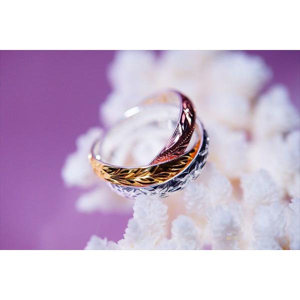 ハワイアンジュエリー プルメリア＆スクロール彫り模様のトリニティ