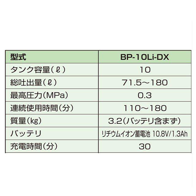 背負式バッテリー噴霧器　アサバ　BP-10Li-DX　真　タンク容量10L　10.8Vリチウムイオン搭載