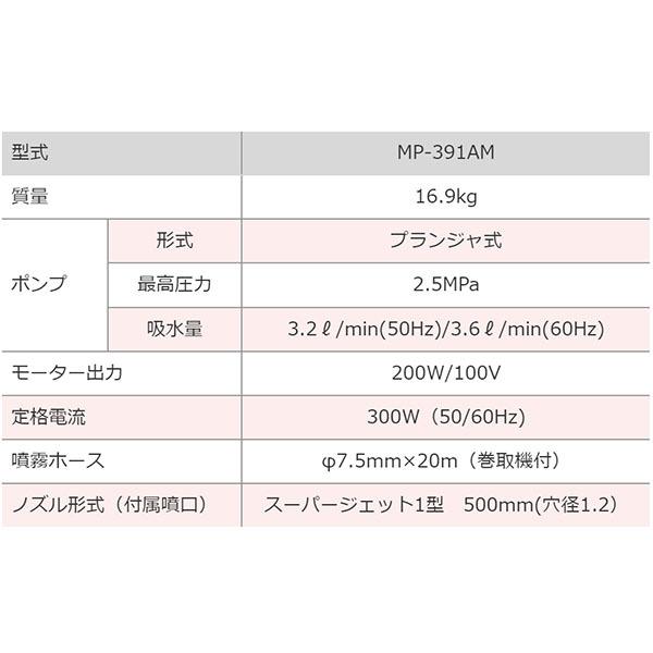 法人様配送限定・個人宅配送不可　麻場　電気式小型高圧電動噴霧機 MP-39１AM　 AC100Vモーター　メーカー直送品・代引き不可｜farmtop｜02