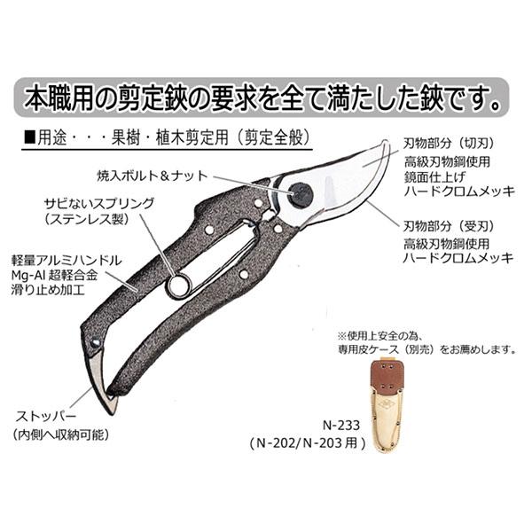 ニシガキ プロ200 剪定鋏180mm 赤柄 N-202 本職用 追跡可能メール便