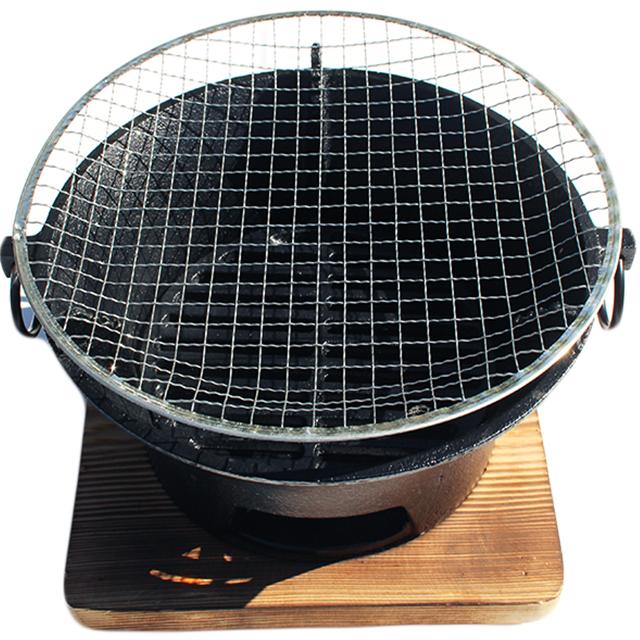 七輪 鉄製鋳物コンロ 本体直径 約255mmx高さ135mm+焼き網x5枚セット