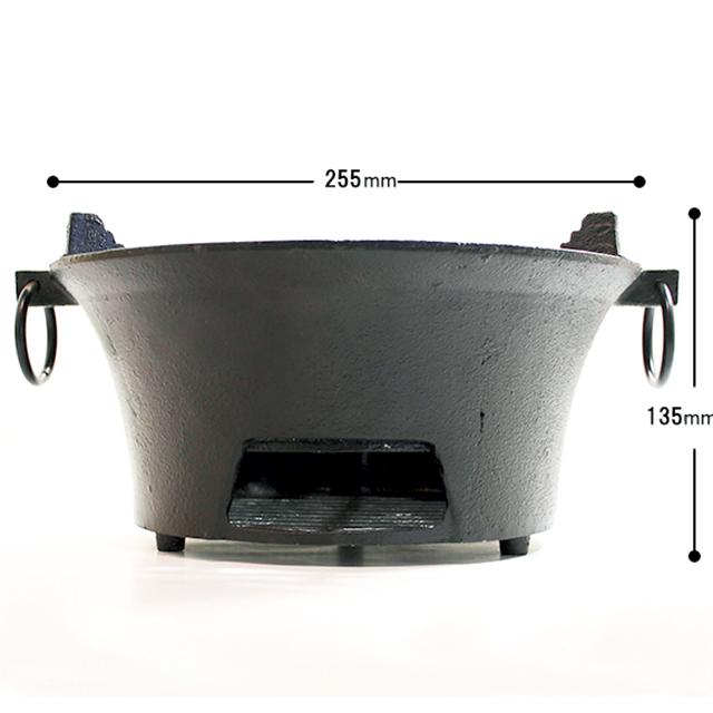 七輪 鉄製鋳物コンロ 本体直径 約255mmx高さ135mm+焼き網x5枚セット