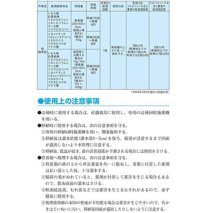 水稲育苗箱用殺虫殺菌剤 ドクターオリゼリディア箱粒剤 9kgの画像