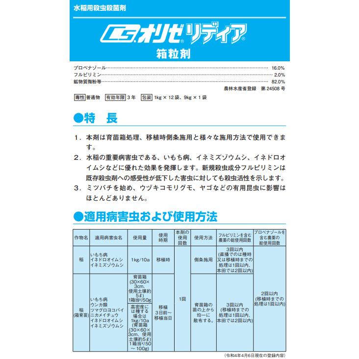 水稲育苗箱専用　殺虫殺菌剤　Csオリゼリディア箱粒剤　1kg×12袋セット　_1