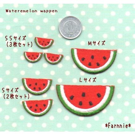 S2枚セット】西瓜（すいか）のアイロンワッペン*スイカ : ファーニー