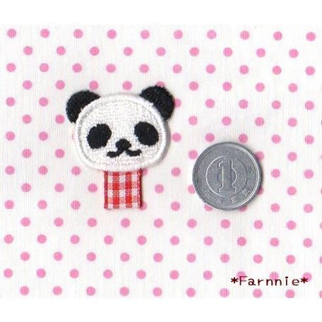動物 フェルト名札 ワッペン パンダとハート フェルト名札 ワッペン
