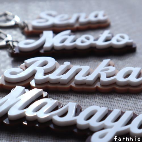 cafe3D】カフェカラーのネームアクリルキーホルダー*ブラウンアクキー