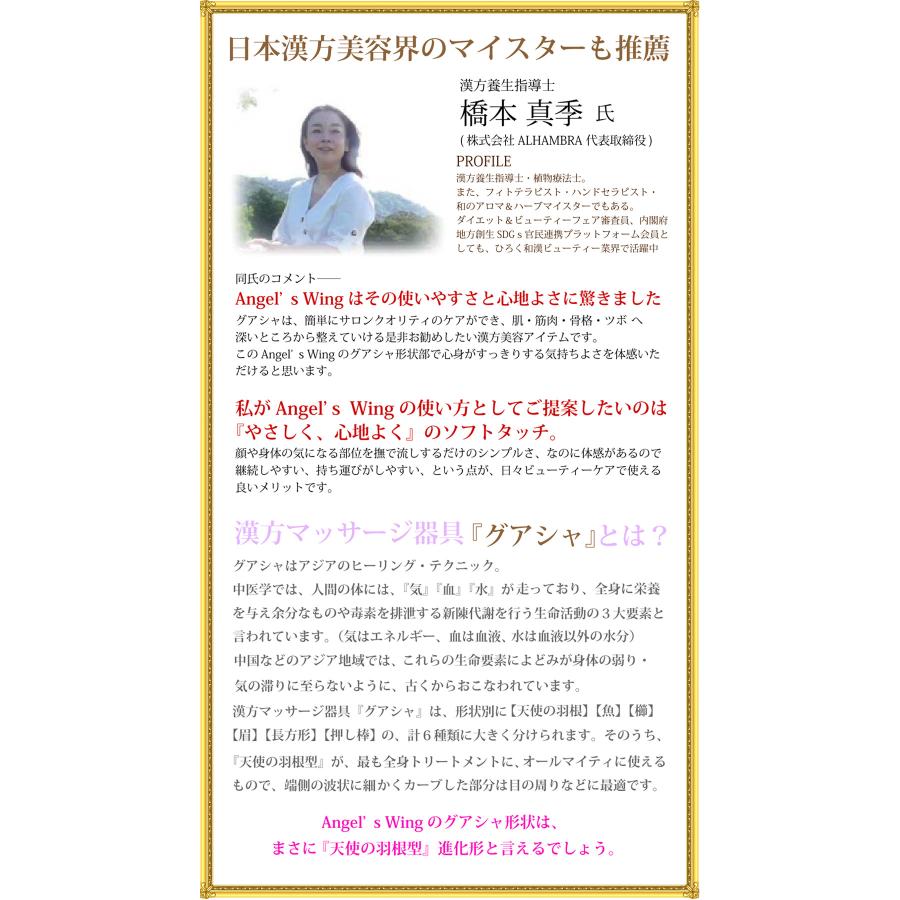 Angel's Wing エンジェルウィング 美顔ローラー グアシャ 東洋美容 美顔器 美顔ローラー FASCINATE ファッシネイト FN-AWG010の画像