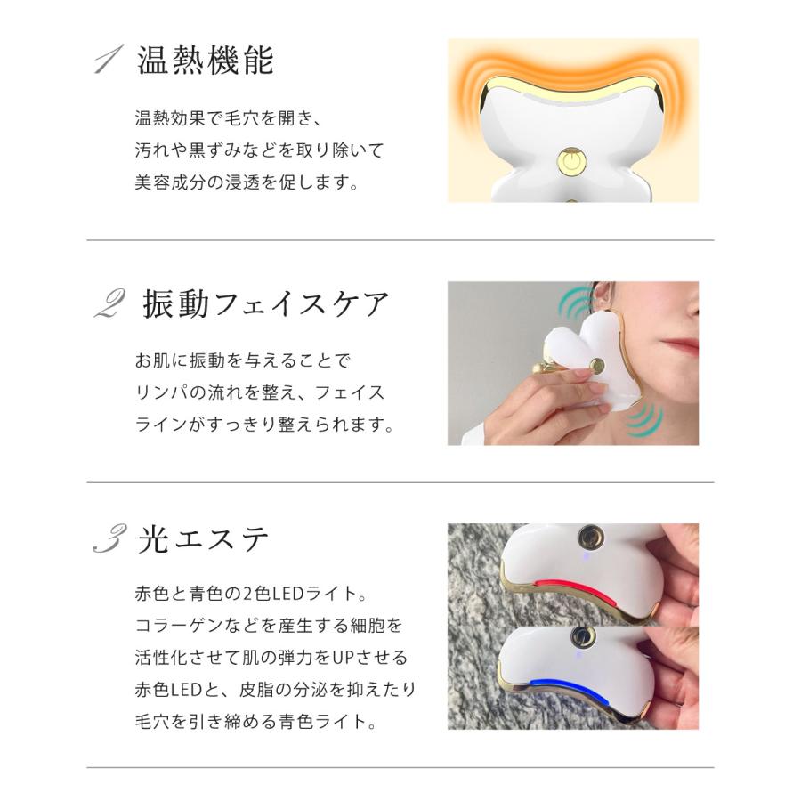ポータブル 美容ローラー 小型 カッサ かっさ フェイスローラー 温熱 振動 光エステ LEDライト 赤色 青色 全身ケア 目元 顔全体 FASCINATEBEAUTYの画像