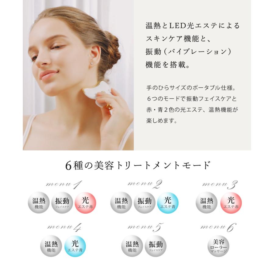 ポータブル 美容ローラー 小型 カッサ かっさ フェイスローラー 温熱 振動 光エステ LEDライト 赤色 青色 全身ケア 目元 顔全体 FASCINATEBEAUTYの画像