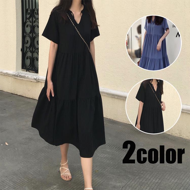 ワンピース レディース 40代 マキシワンピース 春 夏 ロング丈 Vネックワンピース プリーツスカート フレア 韓国風 オシャレ 体型カバー カジュアル 30代 50代 割引も実施中