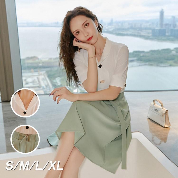 ワンピースセットアップ レディース 40代 膝丈 ワンピース 春 夏 きれいめ 半袖 ブラウス フレアスカート セットアップ オシャレ 大人 30代 50代 Sale 62 Off