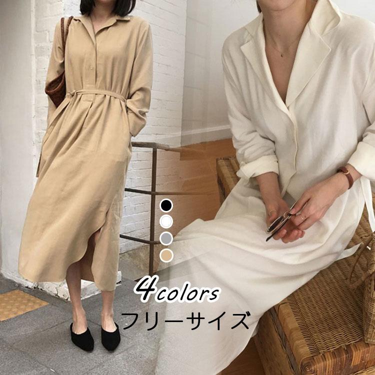 シャツワンピース レディース 40代 長袖ワンピース 春秋 シャツワンピ マキシワンピース おしゃれ 着痩せ 二次会 お出かけ 韓国風 ゆったり 30代 50代 ファッションイン 通販 Yahoo ショッピング