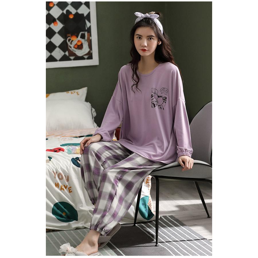 パジャマ レディース ルームウェア 秋冬 綿 セットアップ 長袖 大きいサイズ 可愛い 長ズボン ロングパンツ 韓国風 寝巻き 部屋着 寝間着 カジュアル ゆったり 国内発送