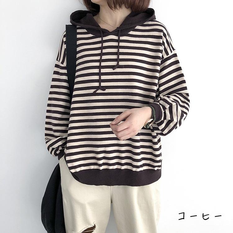 Tシャツ レディース トップス 40代 秋冬 新作 ボーダー 長袖tシャツ パーカー おしゃれ 韓国風 きれいめ フード付き ゆったり 30代 代 黒 5色 ファッションイン 通販 Yahoo ショッピング