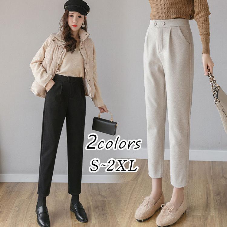 ロング丈パンツ ズボン レディース 秋冬 テーパードパンツ 黒 韓国風 秋冬 新作 快適通気 オシャレ 黒ズボン 無地 ゆったり ハイウエスト 30代 40代 50代 2色 ファッションイン 通販 Yahoo ショッピング