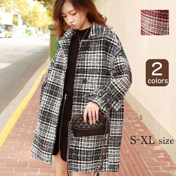 チェスターコート 40代 ロング 新作 千鳥柄 秋冬 ロング 厚手 大きいサイズ チェック柄 ロングコート レディース アウター コート オーバーサイズ 30代 50代 ファッションイン 通販 Yahoo ショッピング