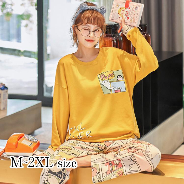 パジャマ レディース ルームウェア 春夏 綿 長袖 女性 セットアップ 可愛い 韓国風 寝巻き 部屋着 上下セット ゆったり 代 30代 40代 50代 ファッションイン 通販 Yahoo ショッピング